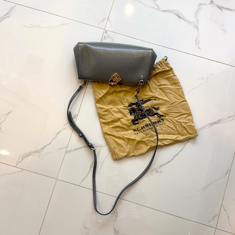 Burberry Gray Crossbody Bag with Metallic Hardware